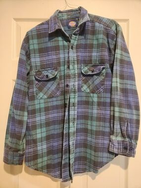 Dickies Teal & Blue Plaid Button-Up Shirt
